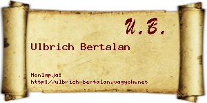Ulbrich Bertalan névjegykártya